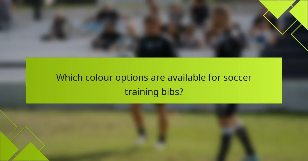 Which colour options are available for soccer training bibs?